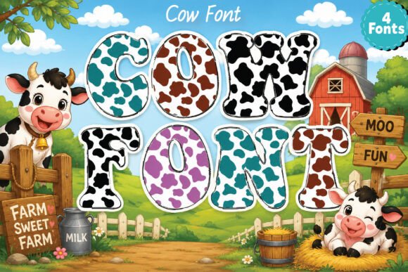 Cow Print Alphabets & Letters: A Playful Font for Rustic Designs