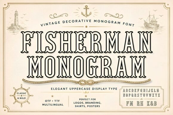 Fisherman Monogram: A Vintage Display Typeface for Timeless Design