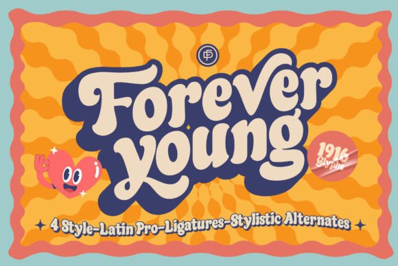 Forever Young: A Bold 70s Retro Display Typeface